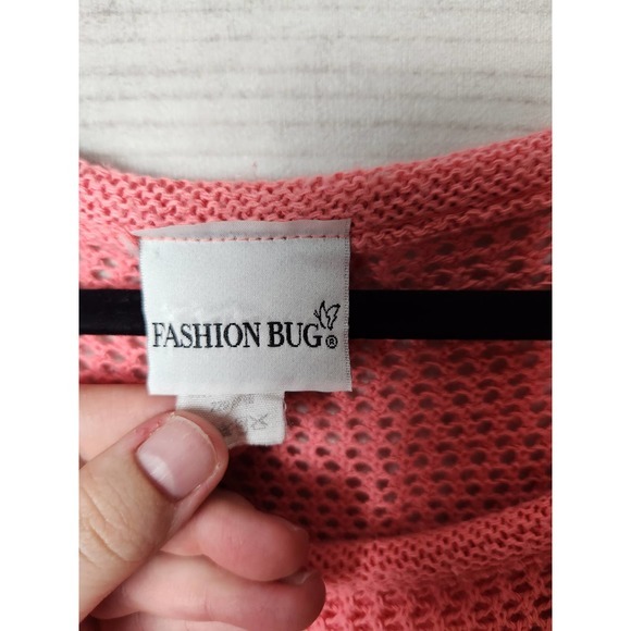 Fashion Bug Womens Mesh Open Knit Sweater Long‎ Sleeve Coral Pink Size 22 - Picture 3 of 6